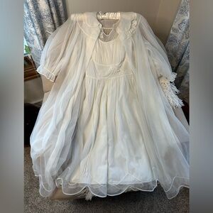Vintage 50s/60s Shadowline ivory nylon peignoir bridal set, size 32